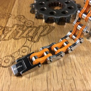 Bracelet chaîne homme orange/acier