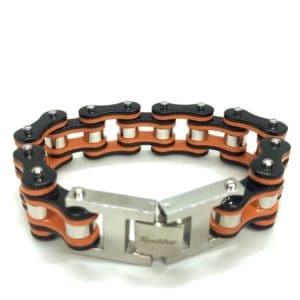 Bracelet chaîne homme orange/noir 3