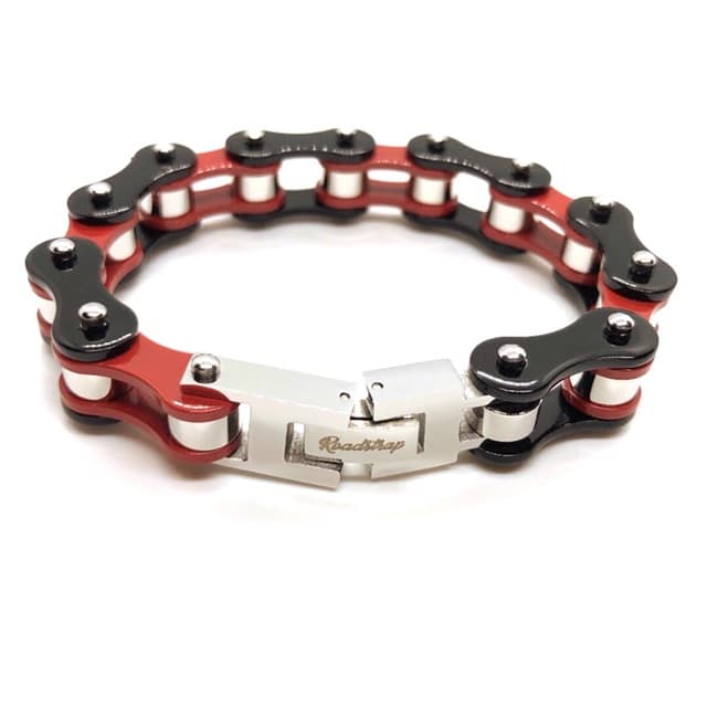 bracelet chaîne moto unisexe rouge
