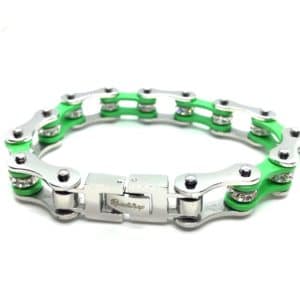 Bracelet chaîne moto femme vert