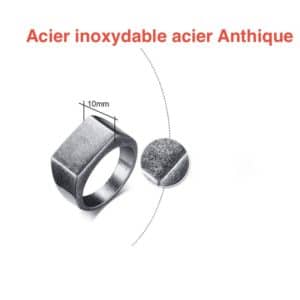 Bague chevalière acier Anthique