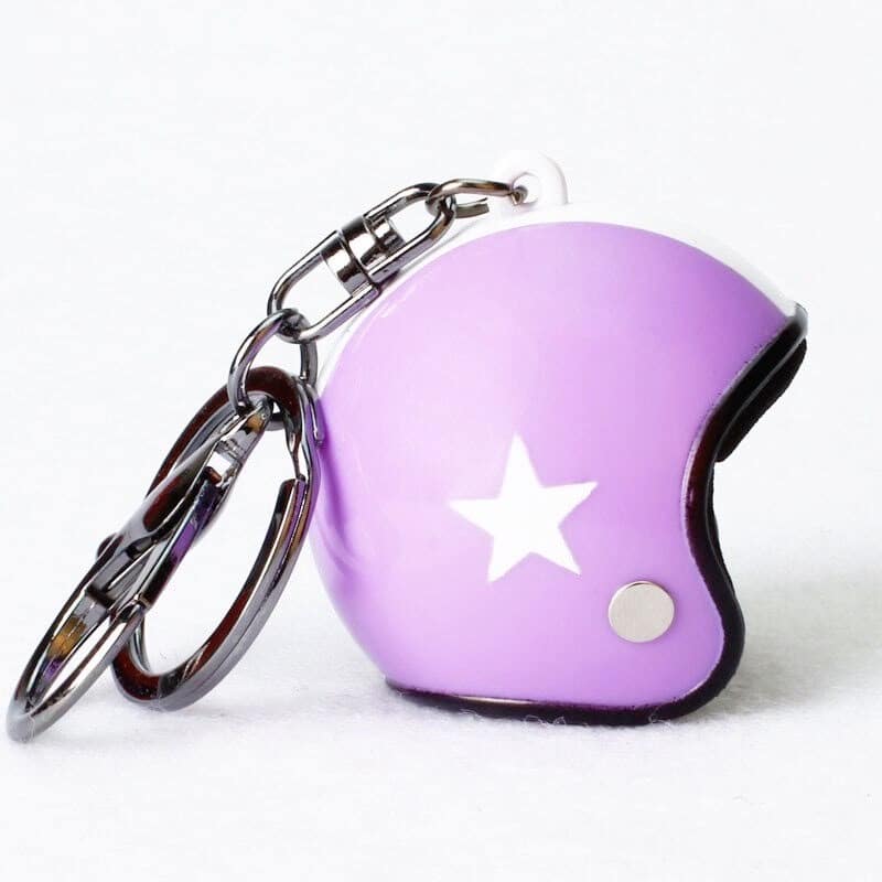 Porte-clé casque moto violet