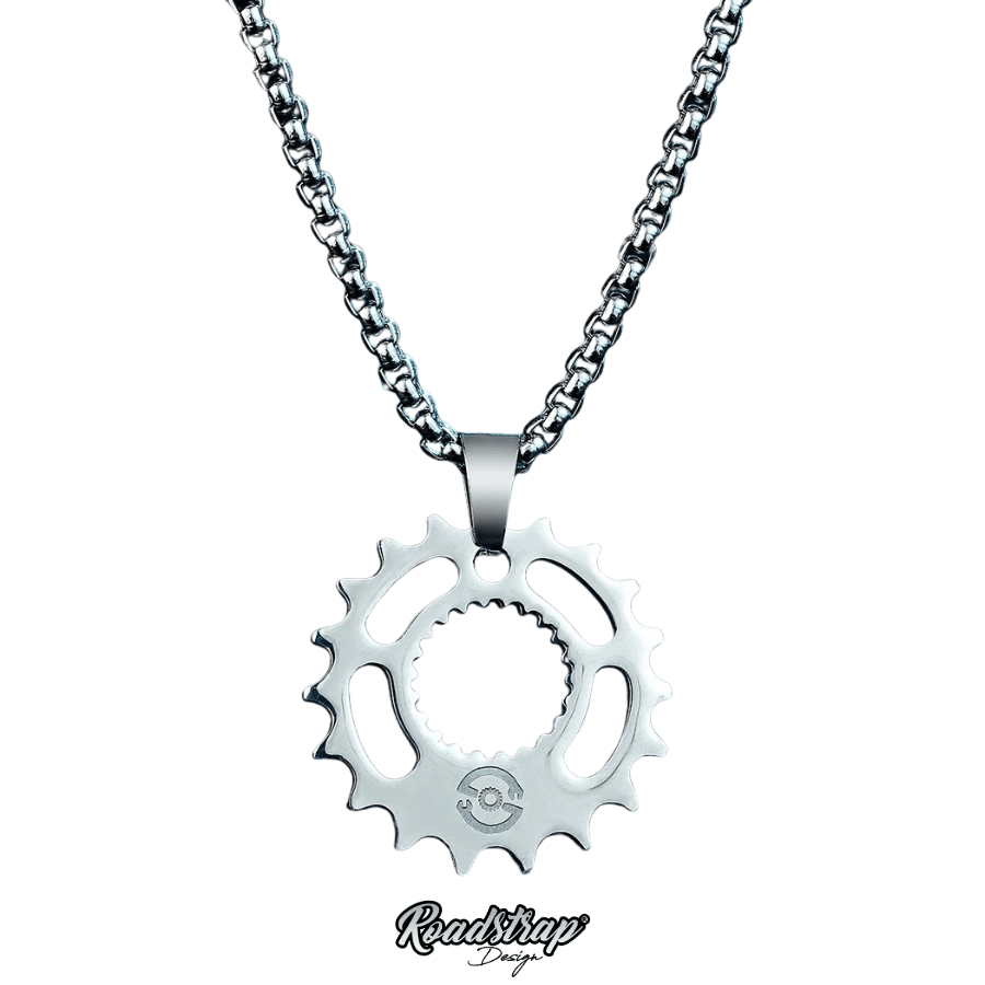 NOTRE pendentif engrenage moto ACIER ROADSTRAP