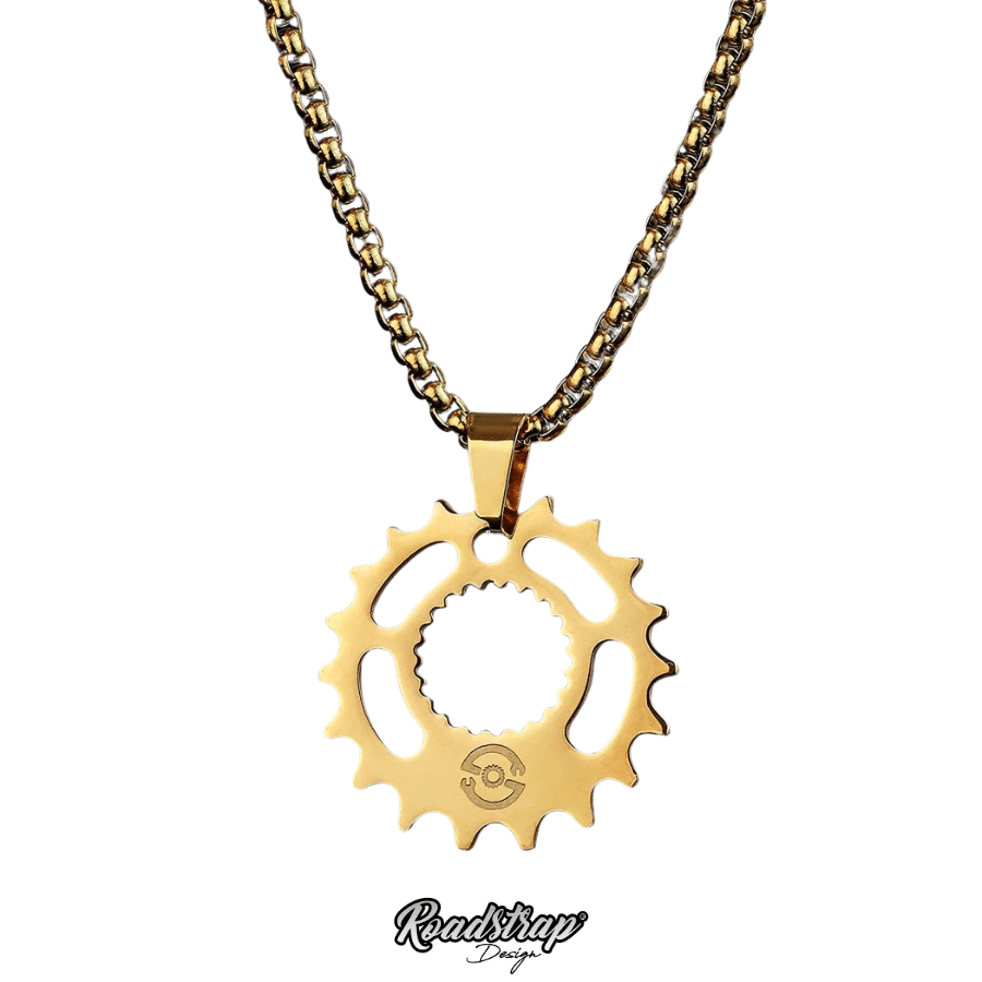 NOTRE pendentif engrenage moto DORÉ ROADSTRAP